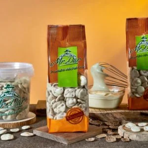 Bran flakes covered with white chocolate