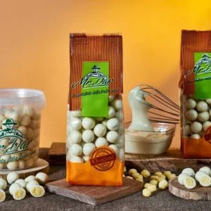 Cereali al miele ricoperti al cioccolato bianco